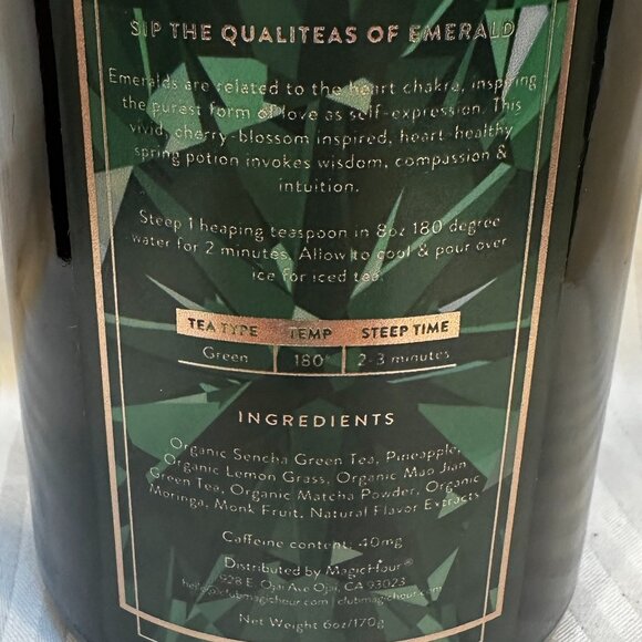 NEW! MAGIC HOUR EMERALD GREEN TEA IN VIOLET GLASS APOTHECARY JAR 60-75 CUPS - Picture 7 of 7